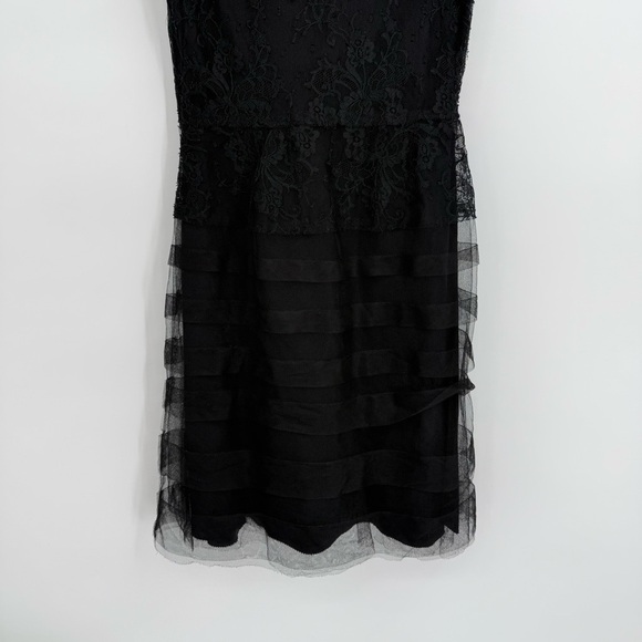 jill stuart Black Floral lace Tank dress size 2 Sleeveless Mesh Skirt Lined - Picture 7 of 9